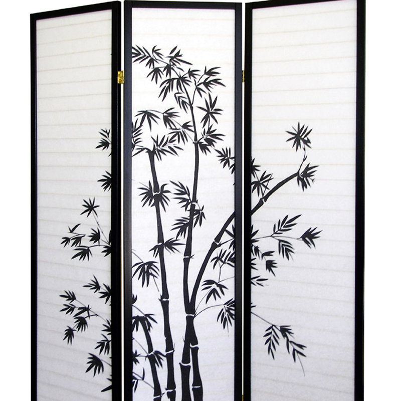 Paravent 3 pièces de 178 cm de haut avec silhouette et ton noir - Délimite les espaces, ajoute une touche d'originalité, se plie facilement lorsqu'il n'est pas utilisé - Design ombragé, crée des zones séparées, esthétique et pratique pour le rangement