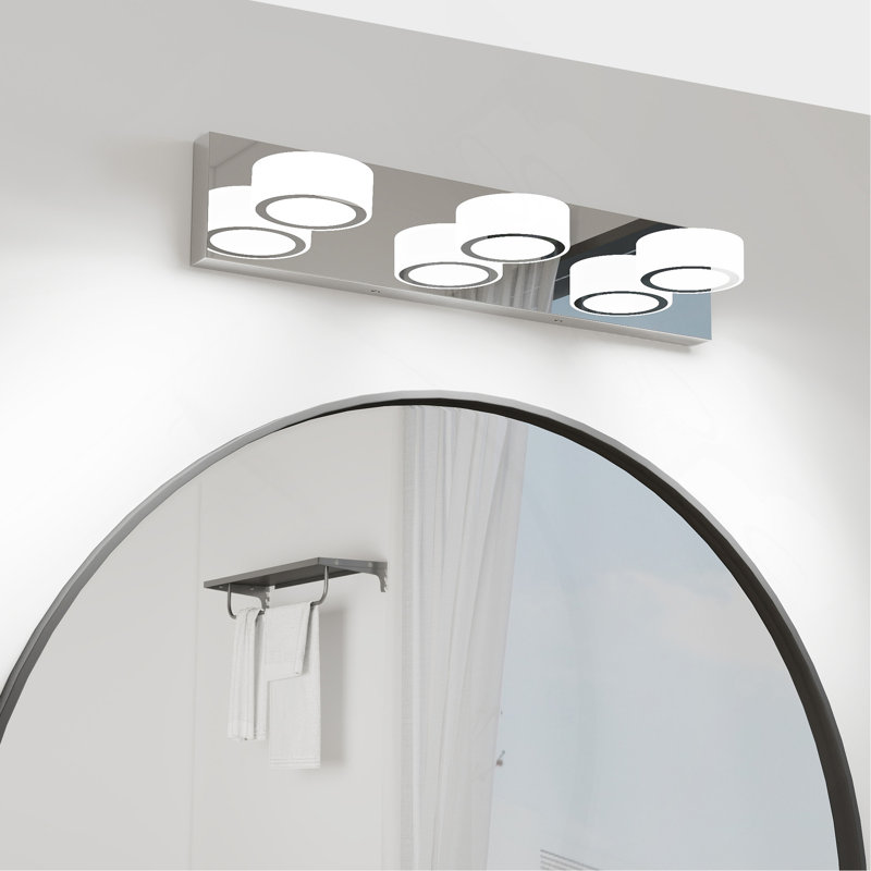 Luminaire à DEL ovale rotatif blanc moderne à 3 lumières DEL avec base en chrome pour meuble-lavabo de 21 po, Chrome chrome