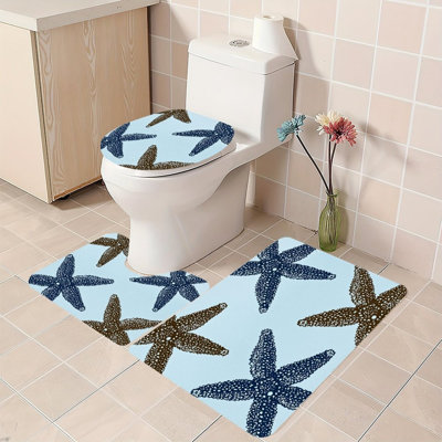 Ensemble de 3 tapis de bain bleu marine et brun Starfish