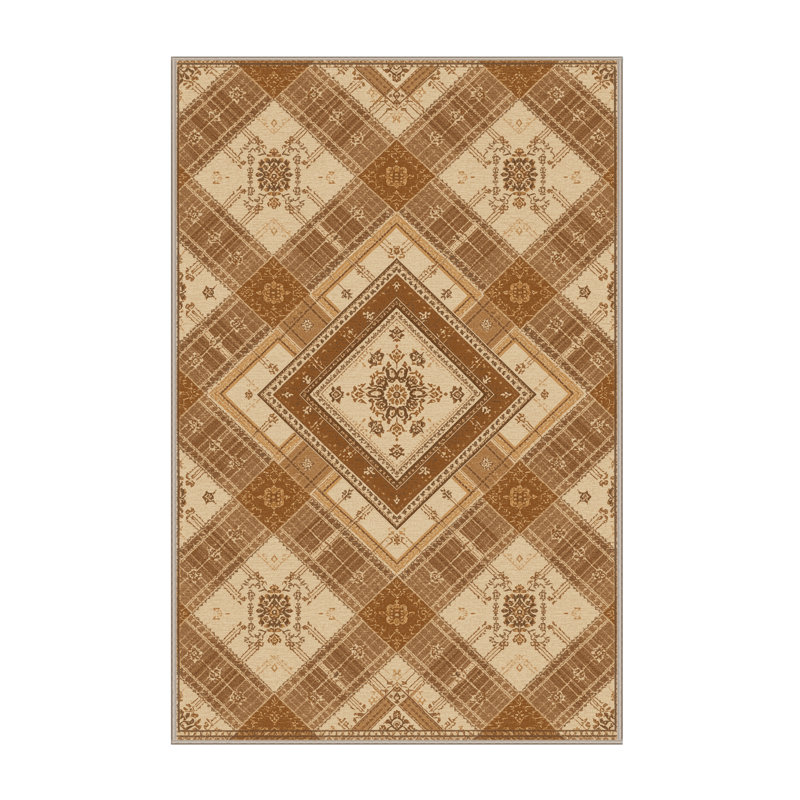 Machine Washable Pantelis Traditional Oriental Rug in Brown – Beige Binding, 2 x 3