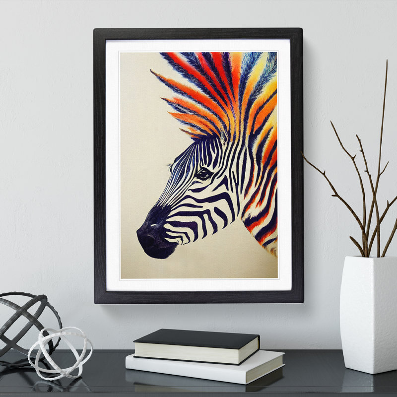 Punk Zebra - Framed Print, Black, 46cm H x 34cm W