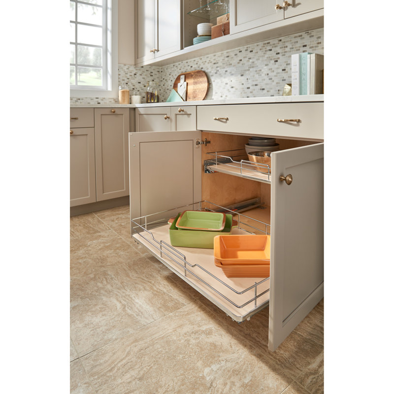 Rev-A-Shelf Solid Surface Pull Out Organizer Shelf with Soft Close, Natural Maple, 32.69" W