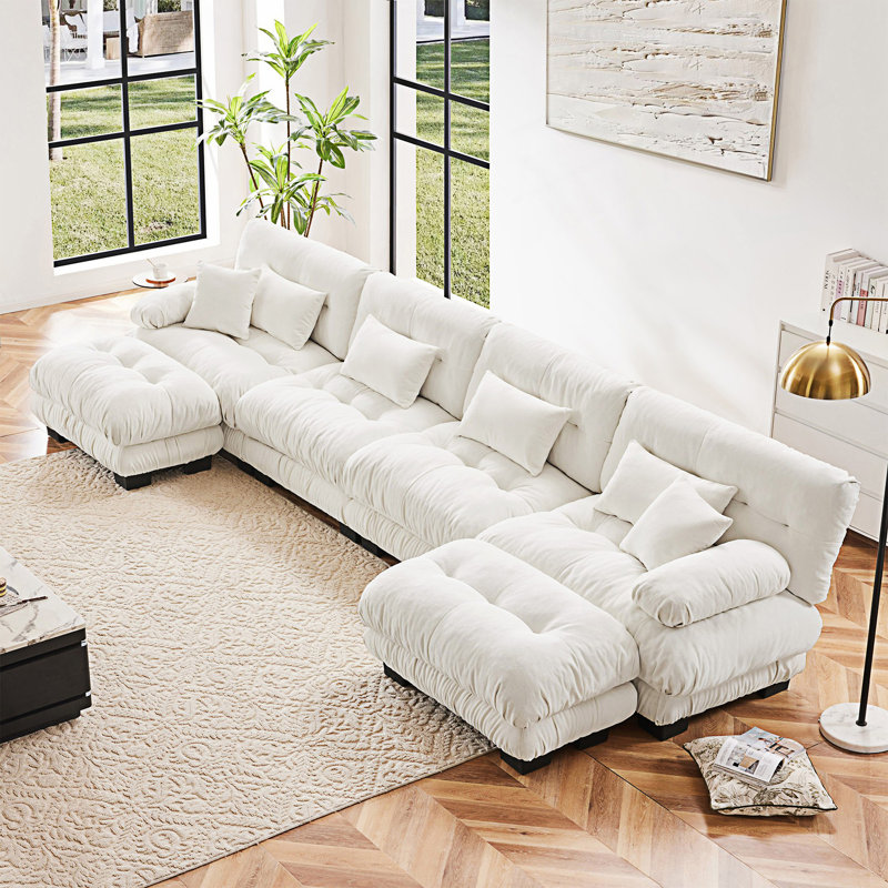 Canapé modulaire Boneless Free Combination, Chenille blanche