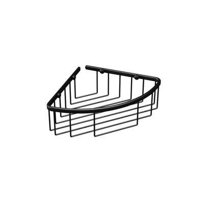 Corner Wall-Mounted Shower Basket - Matte Black, Premium Brass Construction, Installation Hardware Included