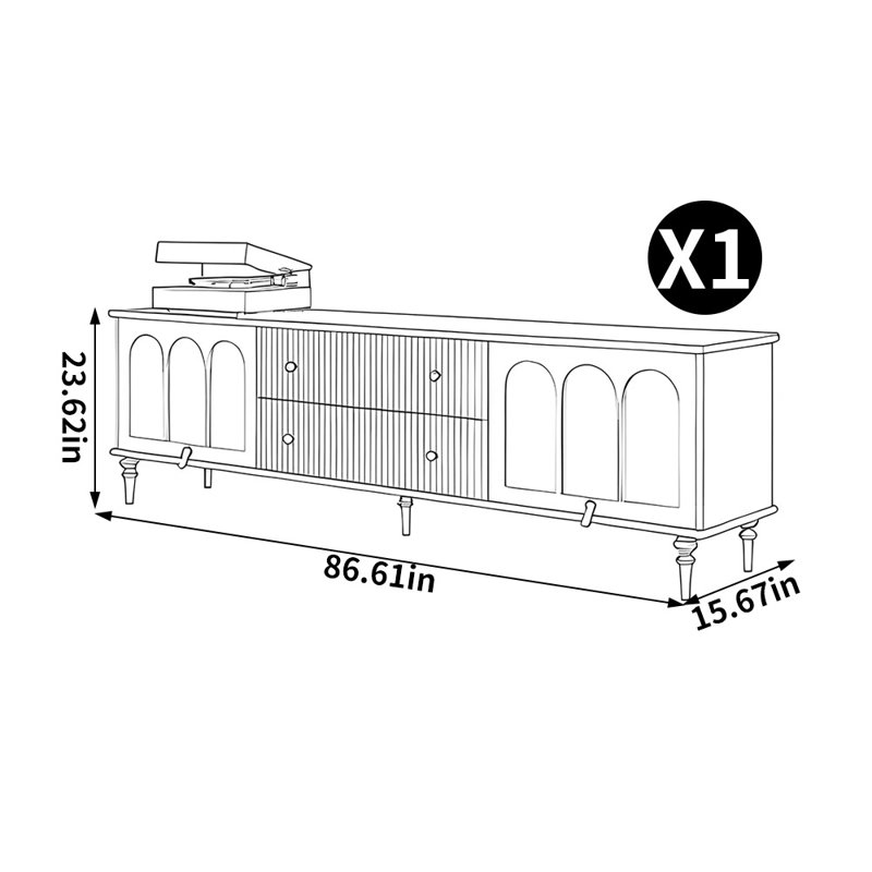 Meuble télé de salon de style américain, 86.61"