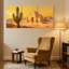 «Cactus Desert Cactus Mosque Sunset Reflection Landscape», ensemble de 3 reproductions d'art sur toile-322671344