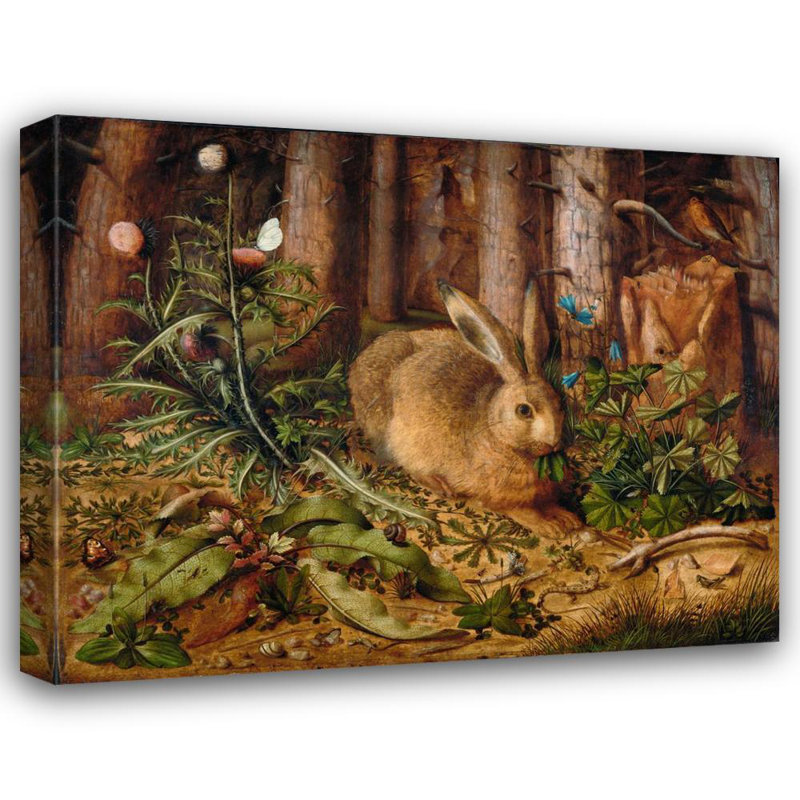 «A Hare in the Forest» par Hans Hoffmann - Art mural sur toile tendue avec châssis, H 17 po x l 24 po