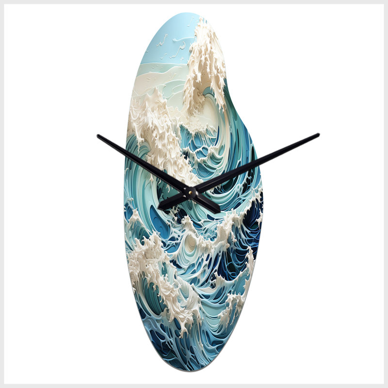 Yeboah - Curved Shape Unique Kinetic Art Wall Clock, Large