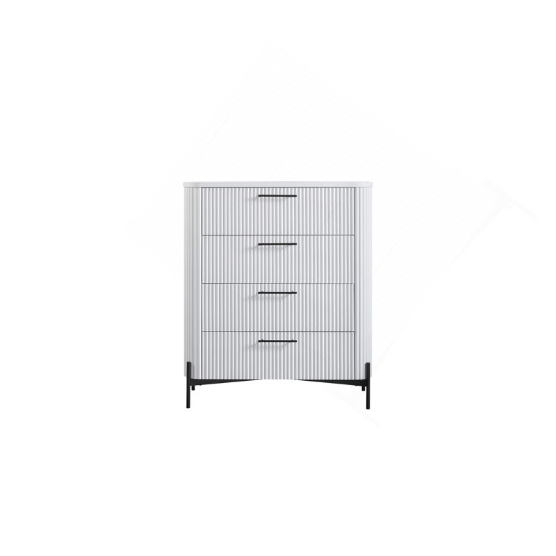 Commode 4 tiroirs - Blanc, Blanc