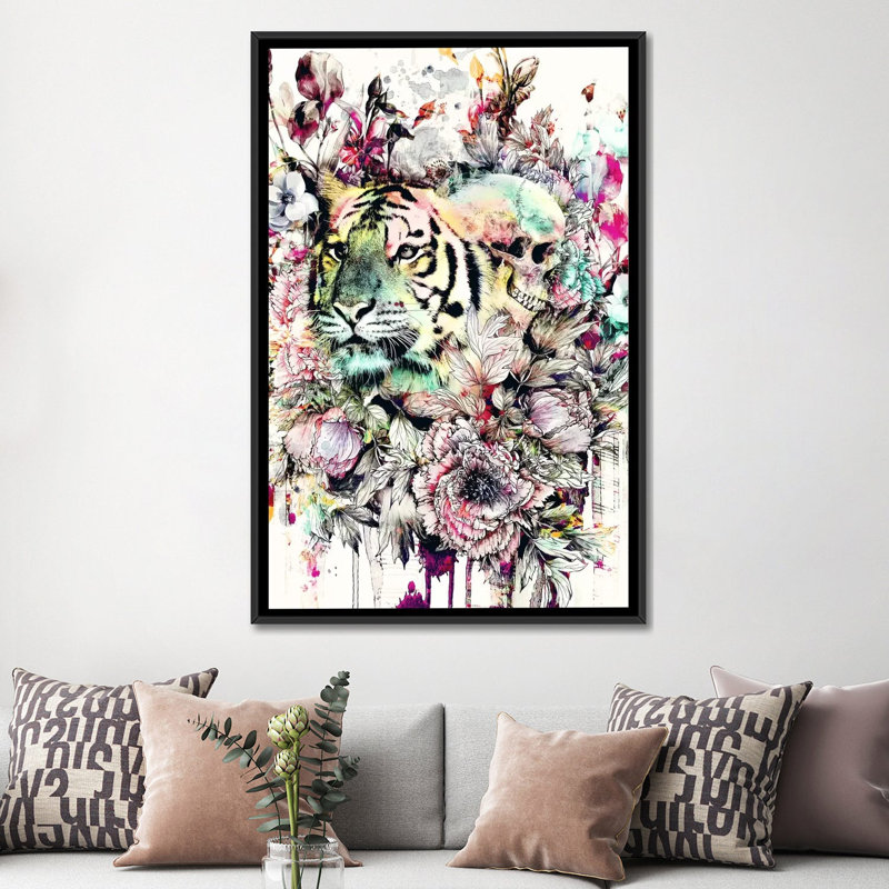 « interprétation d’une série de rêve, tiger », impression sur toile, H 26 po x l 18 po x P 1,5 po, Pas de tapis