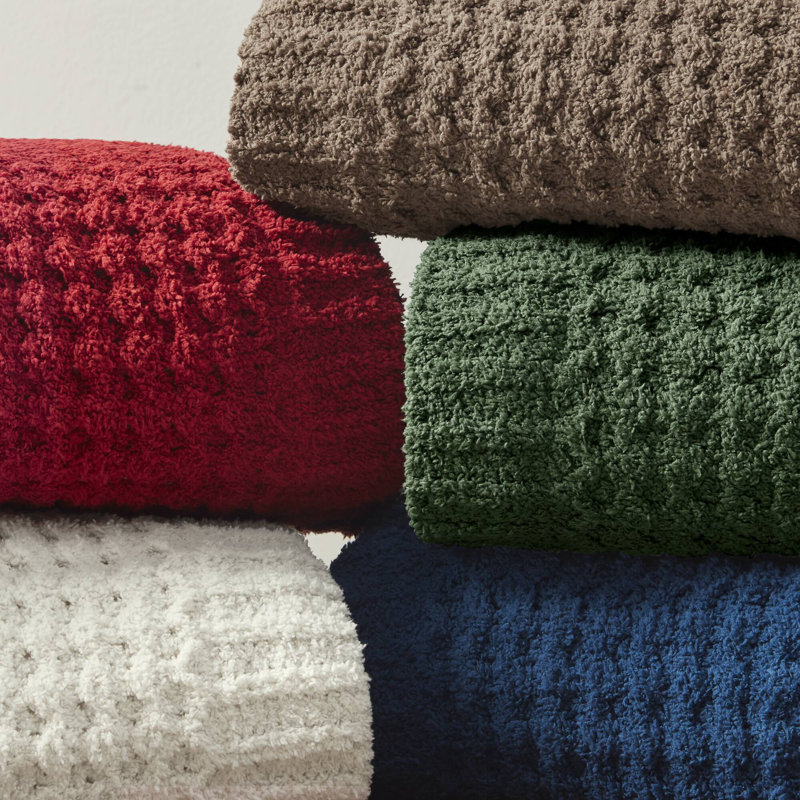 Rowan Waffle Knit Chenille Throw, Ivory