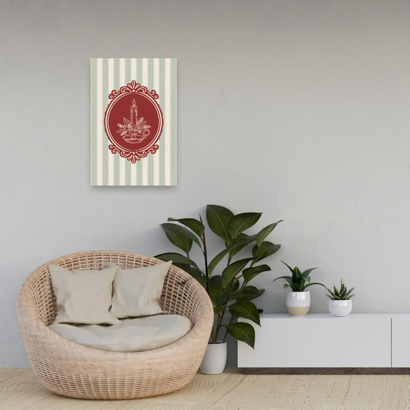 Vintage Christmas Candle Classic Elegant Rustic Pine Winter Wall Art Print, 60.96cm H x 40.64cm W