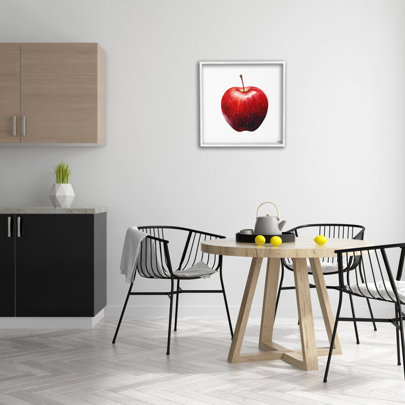 Pomme rouge audacieuse, art giclée par RB, Cadre blanc, H 24 po x l 24 po