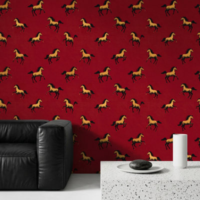 Equestrian Wallpaper Horses Galloping Decorative Mural