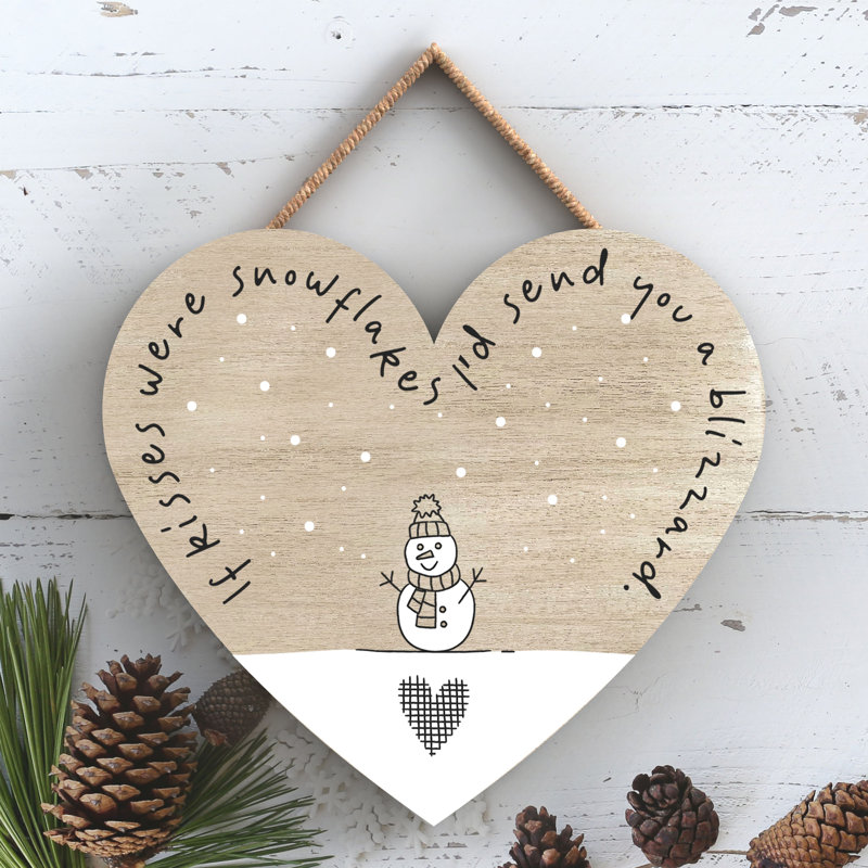Vivid Squid Wholesale Kisses Were Snowflakes Wooden Heart Plaque Wall Décor