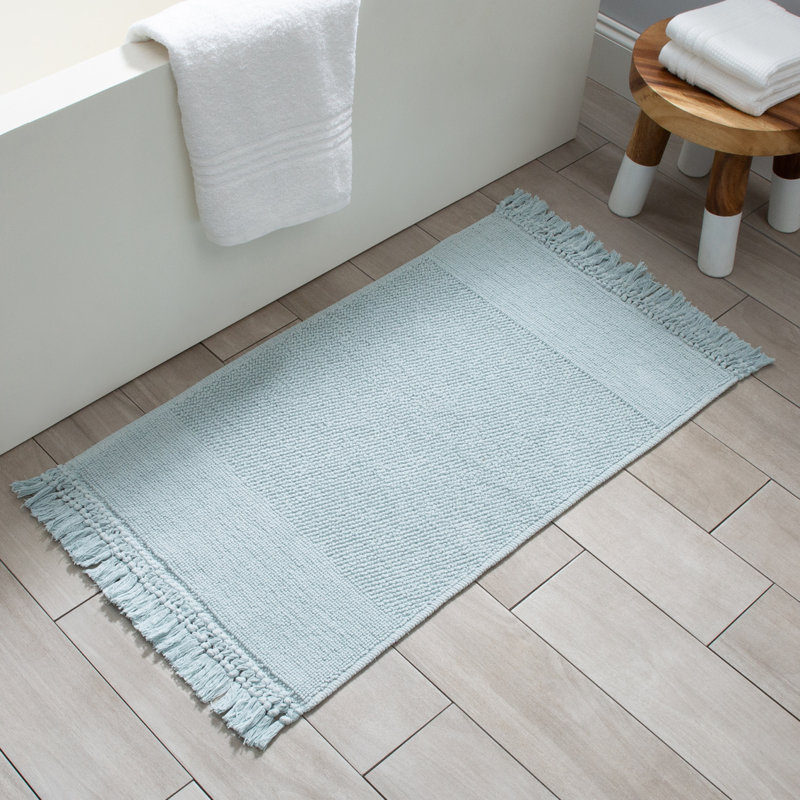 Dimcho Cotton Blend Bath Mat, Blue