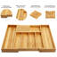Organisateur de tiroir en argent en bambou, organisateur à ustensiles extensible avec porte-couteaux, plateau à couverts avec séparateur, organisateur de tiroir multifonctionnel en bois