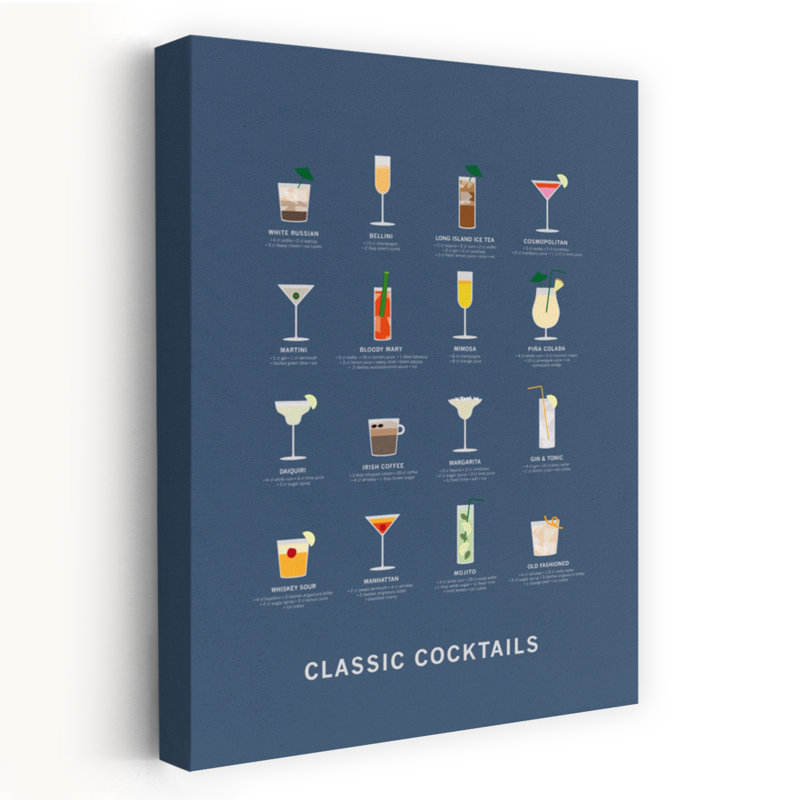 «Classic Cocktail Guide», art mural classique, H 24 po x l 16 po