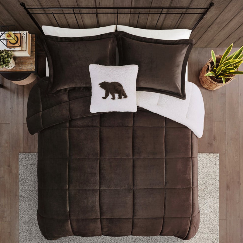 À l'édredon pour une nuit de sommeil paisible, lit double / grand avec lit confortable et rembourré, Brown/Ivory