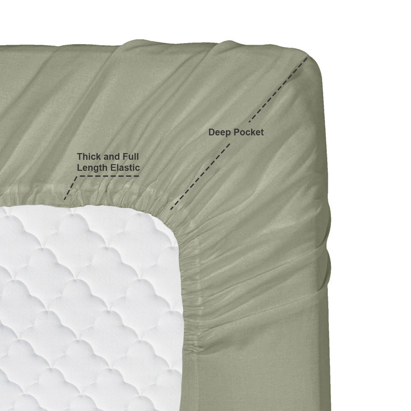 Microfiber Sheet Set, Sage Green, Short Queen Sheet Set+Fitted Sheet+2 Pillowcases
