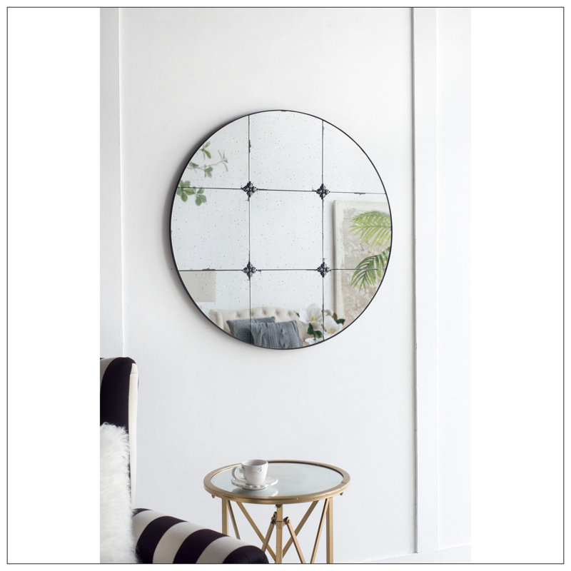 Miroir mural rond en verre antique de style décoratif pour décoration de salle de bain