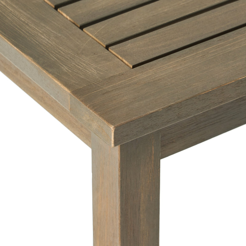 Mobilier de jardin : Table basse en bois gris foncé, largeur 82,5 cm, coussins d’eau inclus