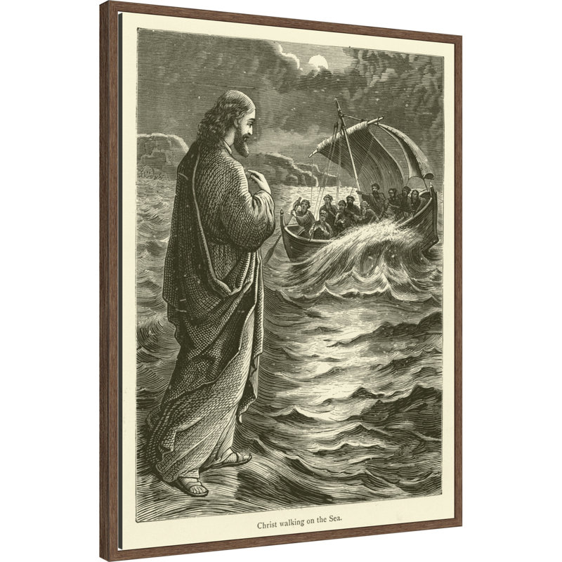 «Christ Walking On The Sea» par English School, reproduction d'art sur toile encadrée