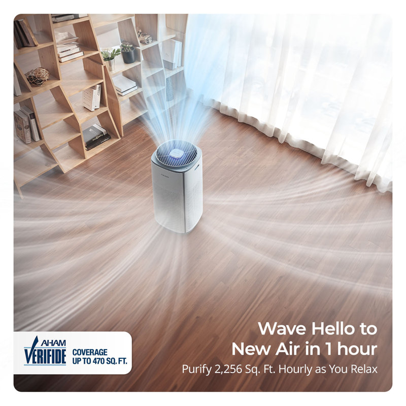 White HEPA Air Purifier with UV-C Light and Carbon Filter