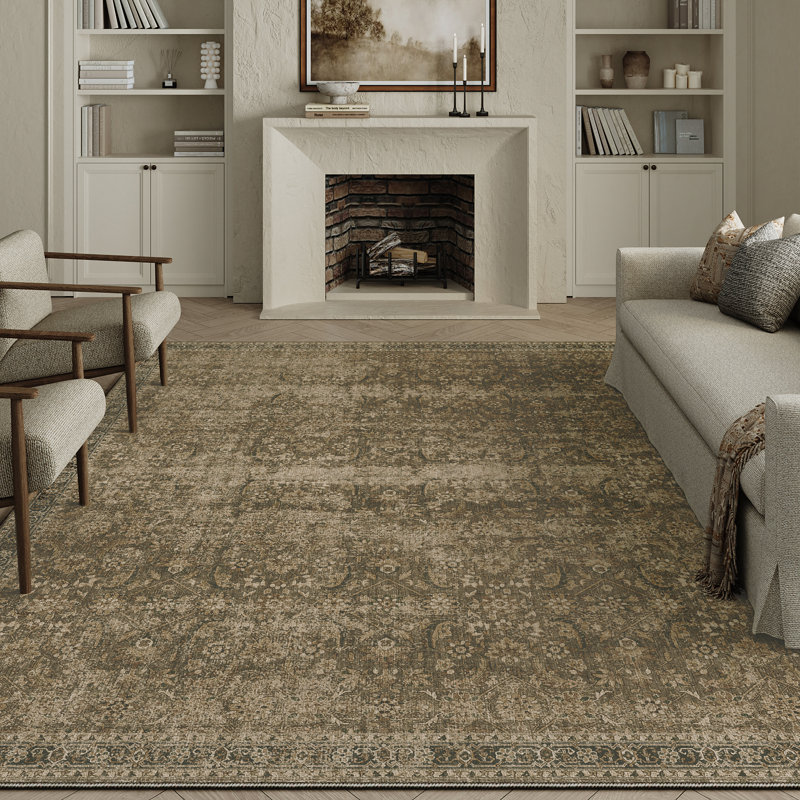 Kitty Machine Washable Oriental Area Rug with Non-Slip Backing, Rectangle 9' x 12'