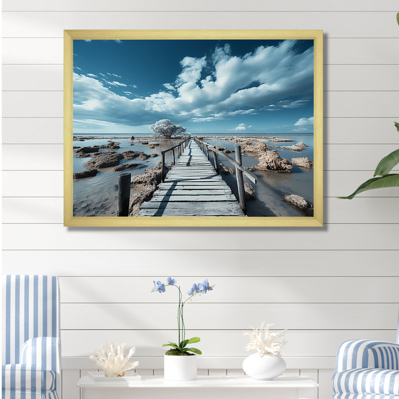 «Renfrow - Beach & Ocean», reproduction d'art sur toile, H 30 po x l 40 po x P 1,5 po, Cadre doré simple