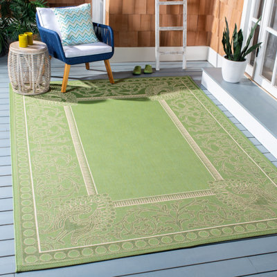 Arneshia Floral Hand-Woven Flatweave Olive/Natural Area Indoor/Outdoor Area Rug