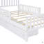 Lit plateforme simple en bois avec garde-corps des deux côtés et deux tiroirs de rangement-1245830910