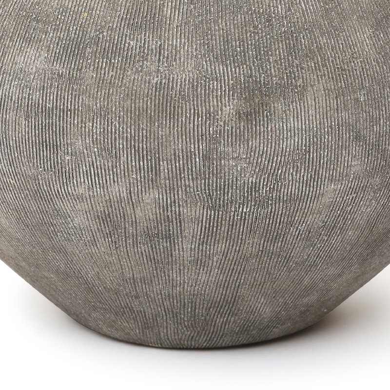 Grand vase en terre cuite texturé rétro côtelé 10,6 tons terre, 10.43'' H X 12.6'' W X 12.6'' D