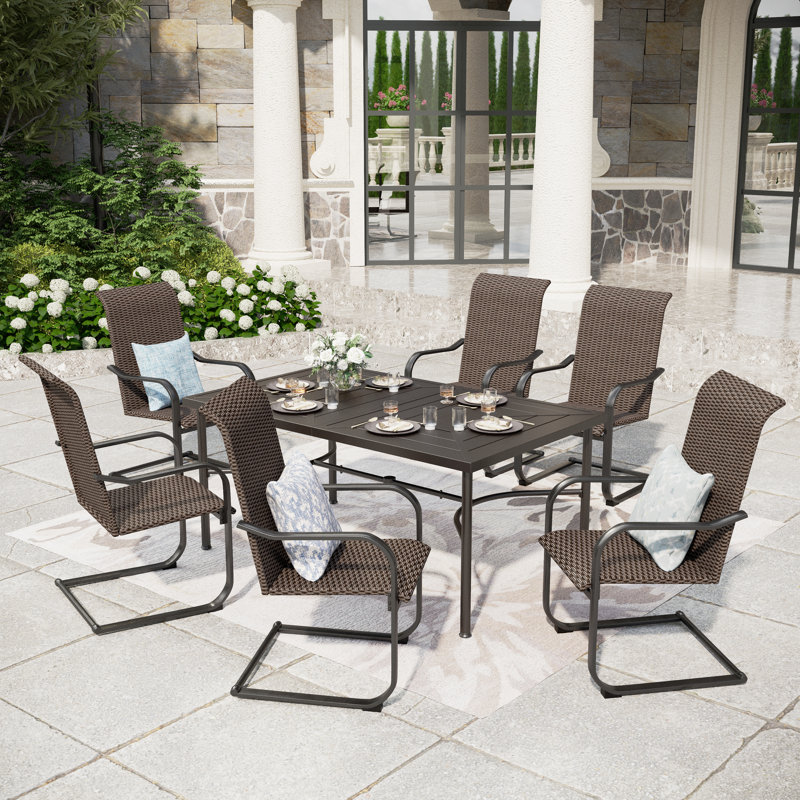 Alyah 6 - Person Patio Dining Set with Rectangular Table