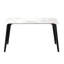 Table de salle à manger rectangulaire blanche de 55,06 po au design moderne, surface en pierre frittée, pieds en métal noir, table chauffante et teintée, bord droit, peut accueillir 6 personnes, haute dureté-118944770-118944772