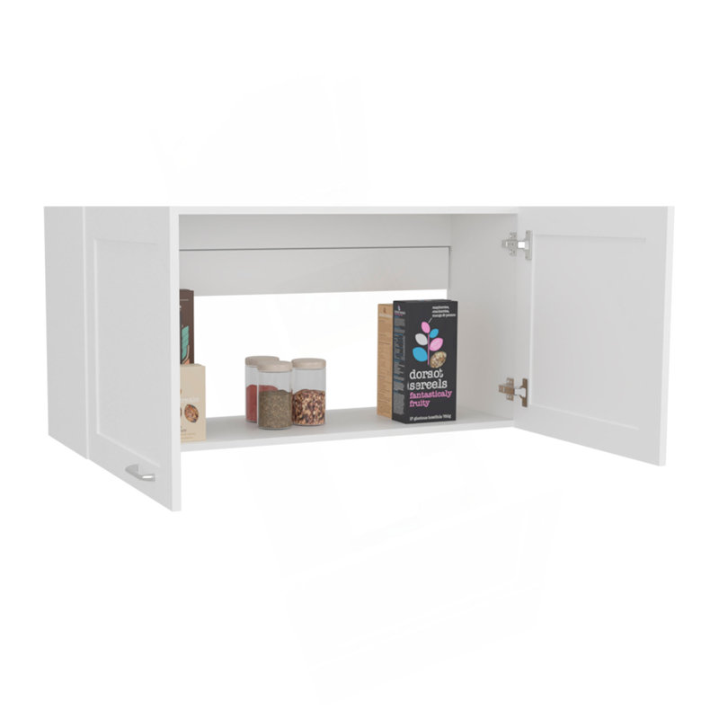 Armoire de rangement Zurich, double porte, large, une tablette, cuisine, armoire de rangement, Blanc