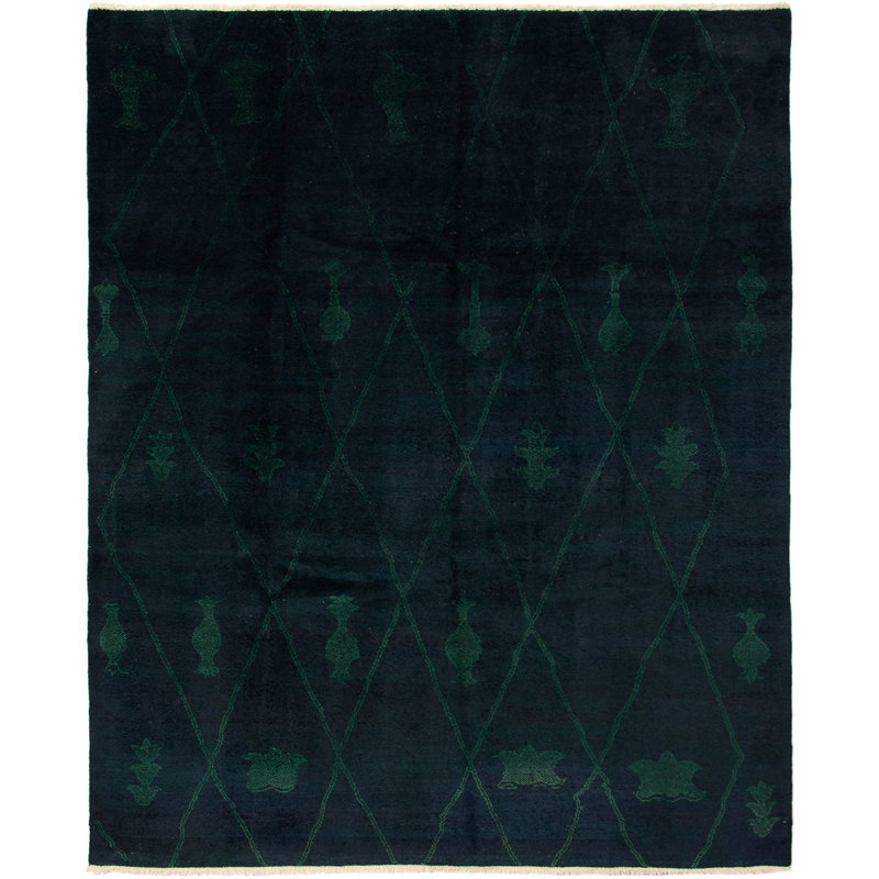 Tapis décoratif en laine noué à la main de conception unique 8 pi 8 po x 11 pi 9 po Bernida
