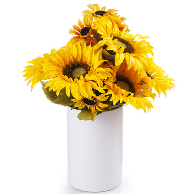 Silk Sunflower Arrangement in Vase