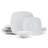 Studio Nova Tara 12 Piece Square Dinnerware Set, Service For 4, White