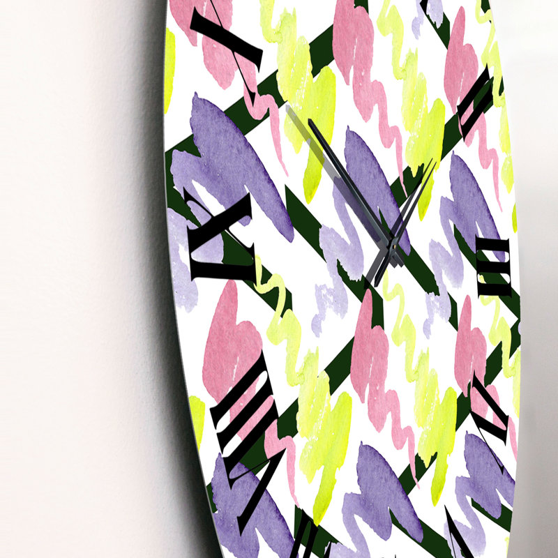 Horloge murale à motif zigzag jaune, Moyen