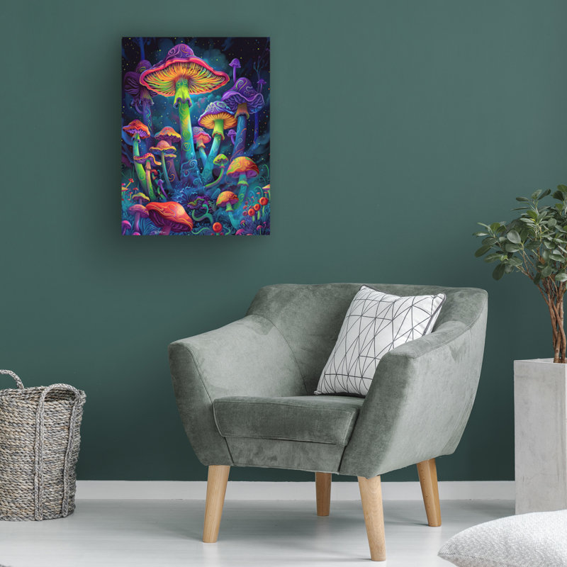 Art sur toile champignon bolognaise «Momart», H 14 po x l 19 po