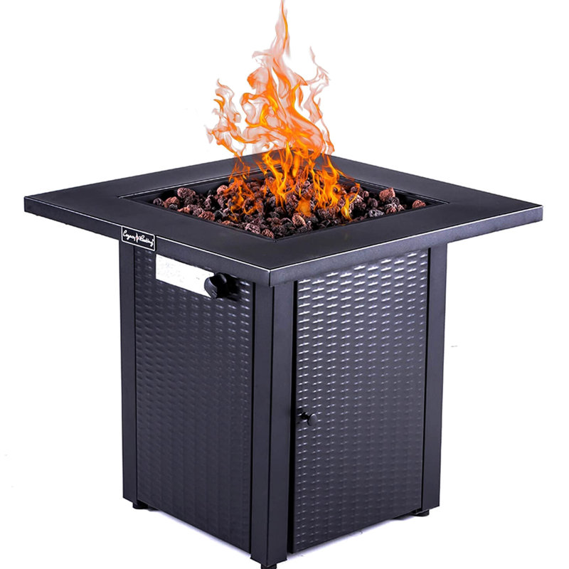 28In Propane Fire Pit Table Outdoor, 50,000Btu, With Lid, & Style, Lava Stone, Adjustable Flame, For Garden Backyard Patio Outdoor Use,