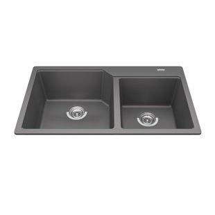 33.88'' L Double Bowl Granite Kitchen Sink
