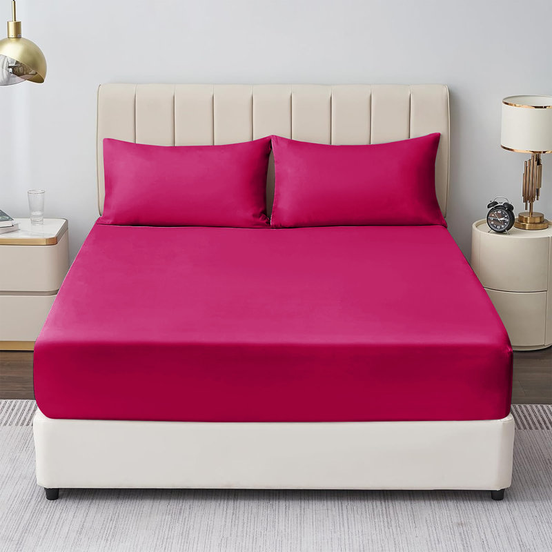 Mieasha Microfiber Plain Weave Fitted Sheet, Pink, Single (3')