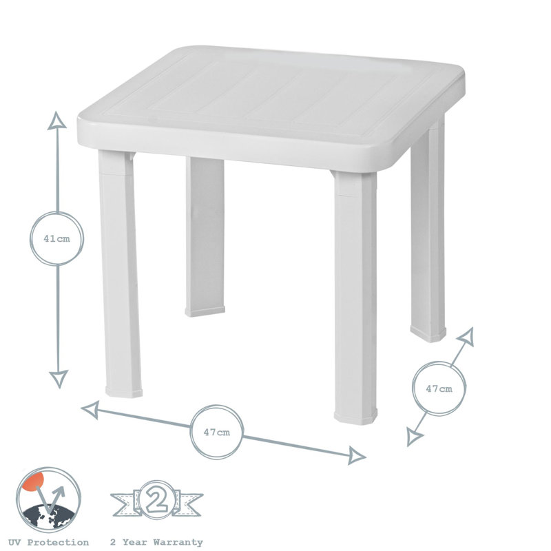 Square Outdoor Side Table , 47cm cm W 47cm cm D, Grey