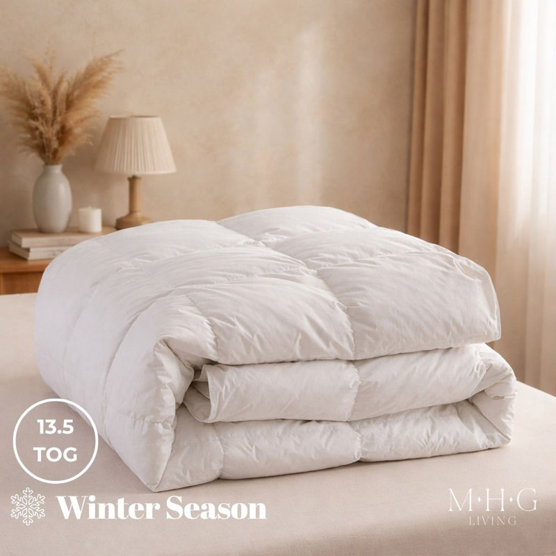  13.5 Tog Duck Feather & Duvet – Cotton Proof Cover Winter Warm Quilt - Single/Double/King/Super King, King