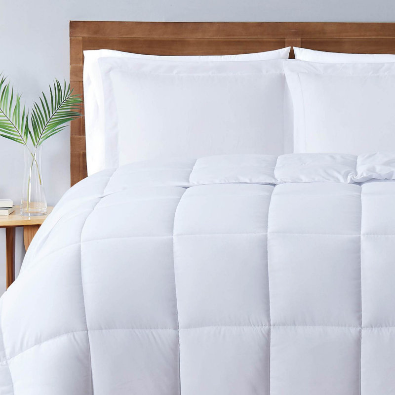 Everyday Polyester Baffle Box Stitch Comforter, Twin XL Comforter + 1 Standard Sham, White