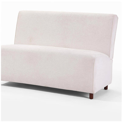 Causeuse en tissu 49 po - Housse en boucle beige 49 po - Coussin éponge haute densité 25D, pieds brun clair, canapé moderne pour le salon