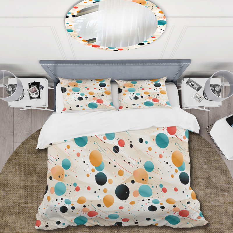 Literie Futuristic Fusion à pois IV, Housse de couette simple + 1 taie décorative stan