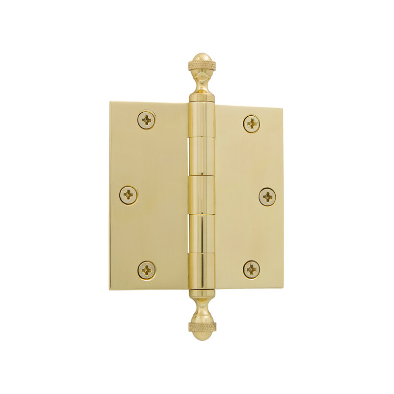 3.5'' x 3.5'' Brass Butt Bearing Hinge, Unlacquered Brass